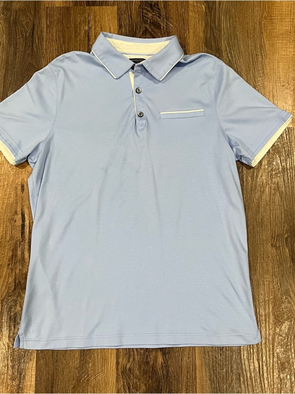 Banana Republic Pocket Polo Light Blue Luxury Touch Performance Stretch Cotton L